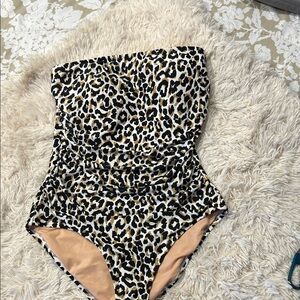 J.Crew Tan and Black Animal Print Swimsuit